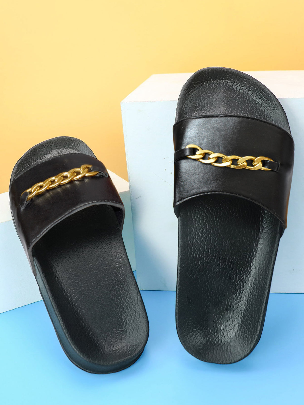 Black Camel Chain Style Slide For Men