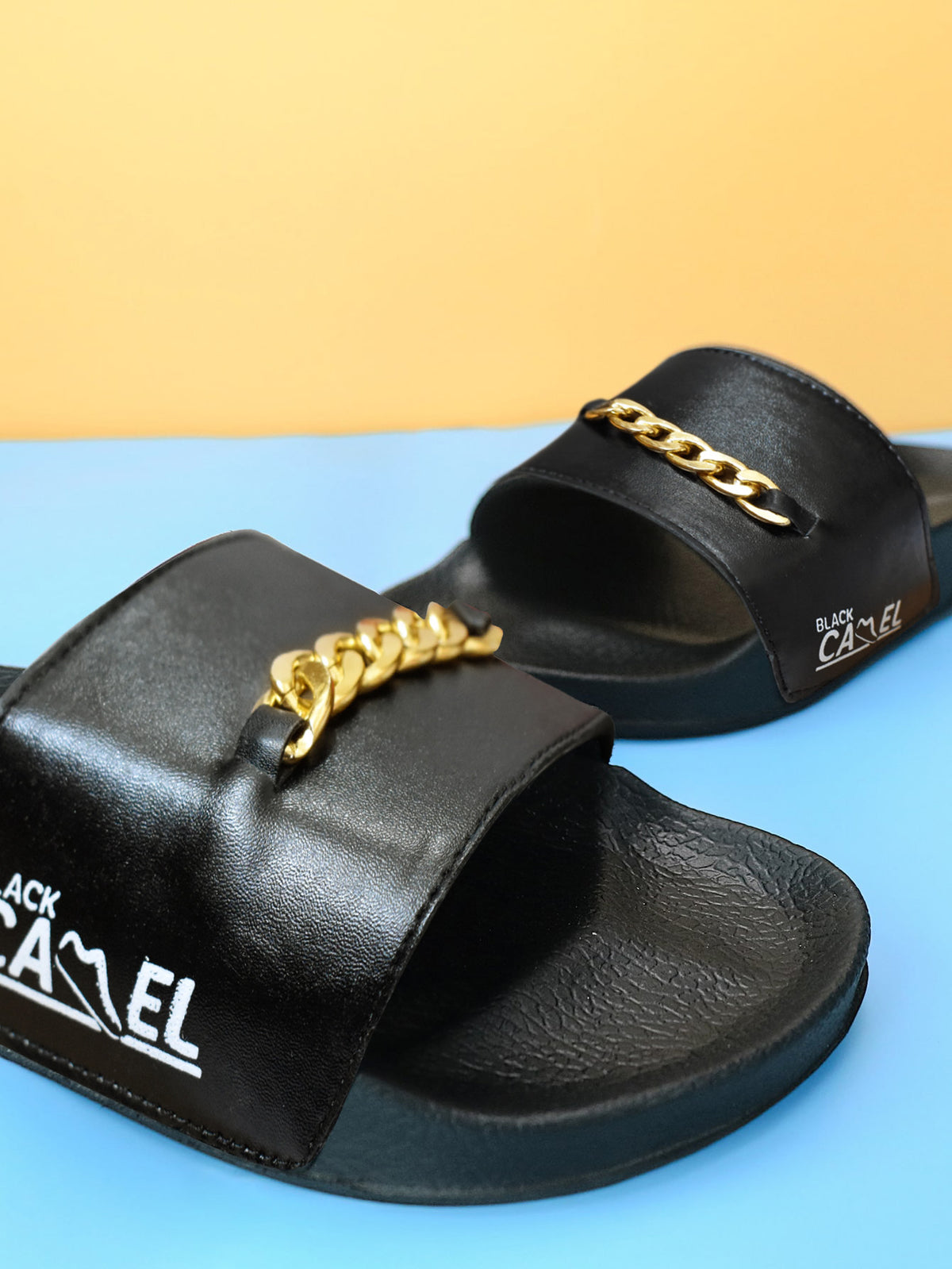 Black Camel Chain Style Slide For Men