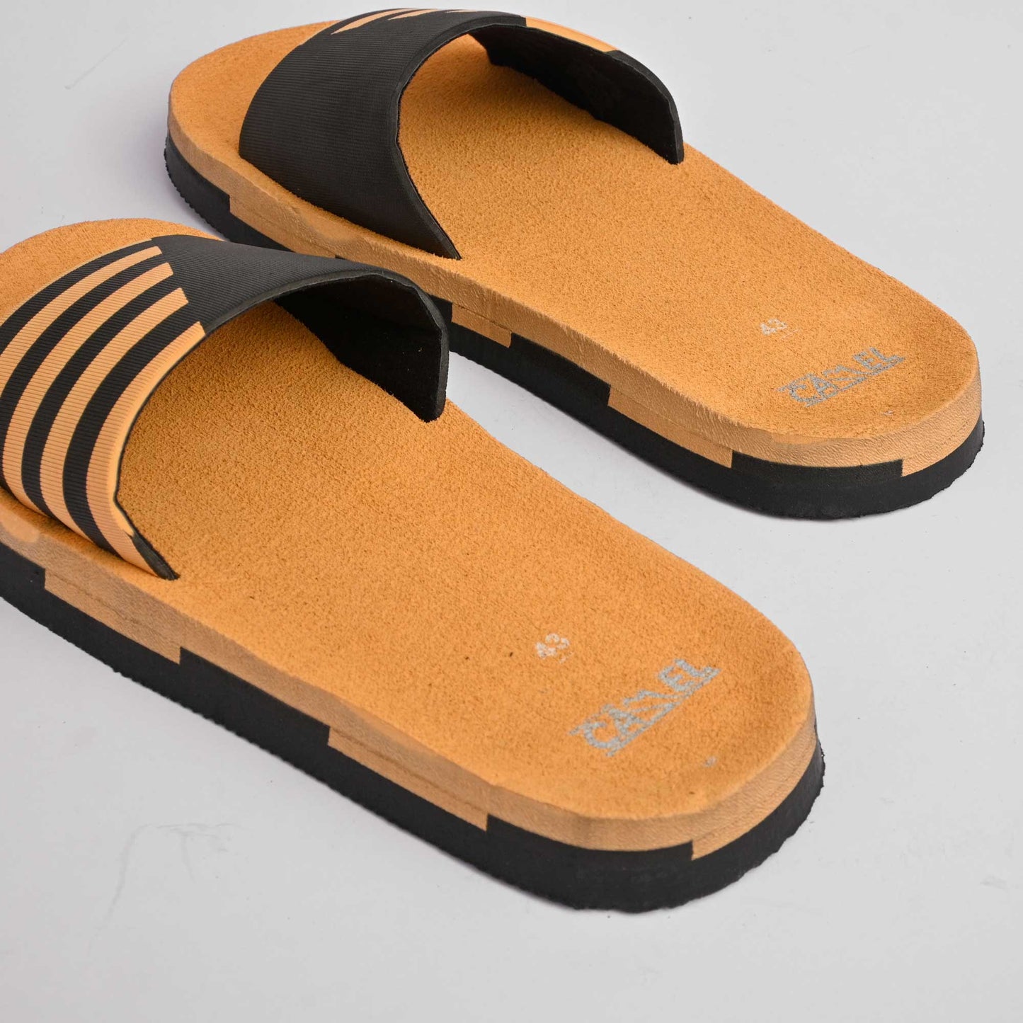 Black Camel Line Style Slide Shoes