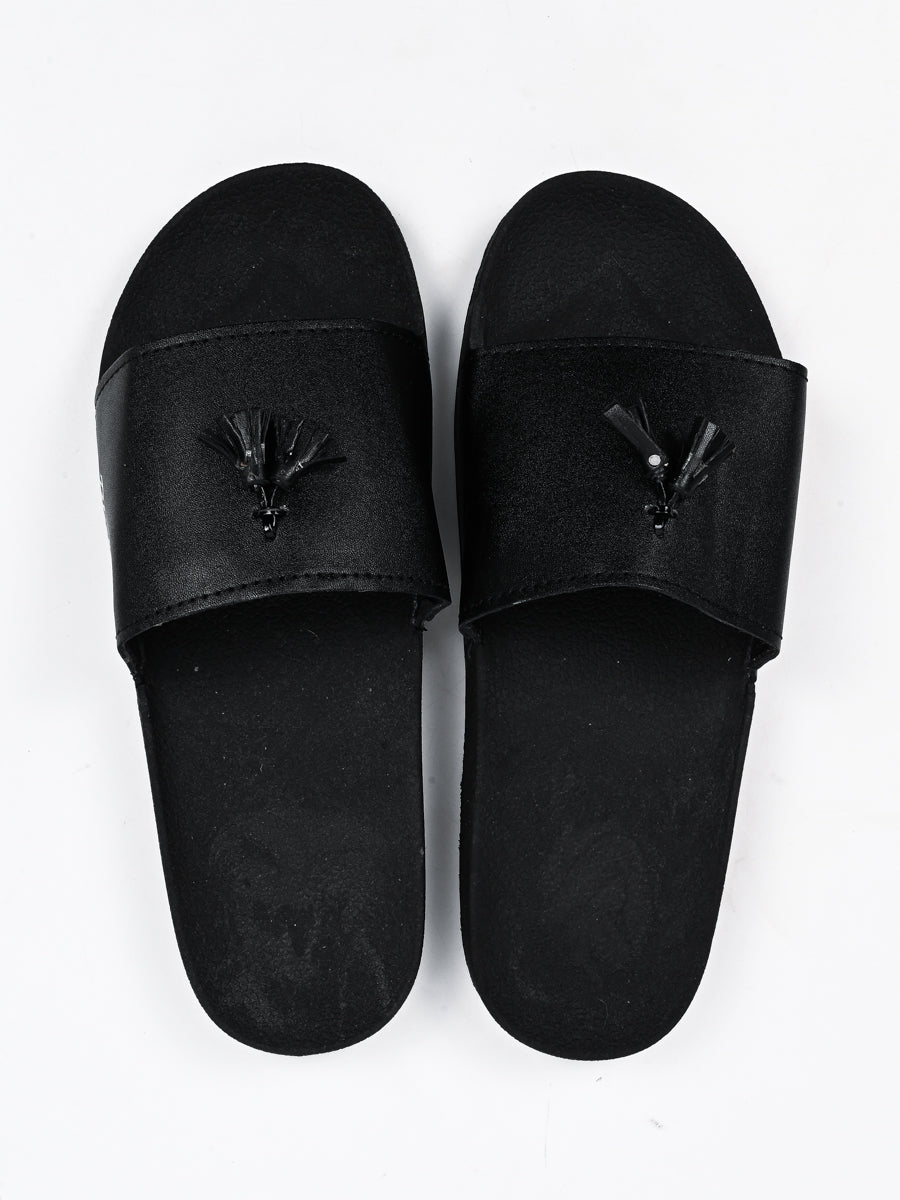 Black Camel Tassel Slide Slipper for men