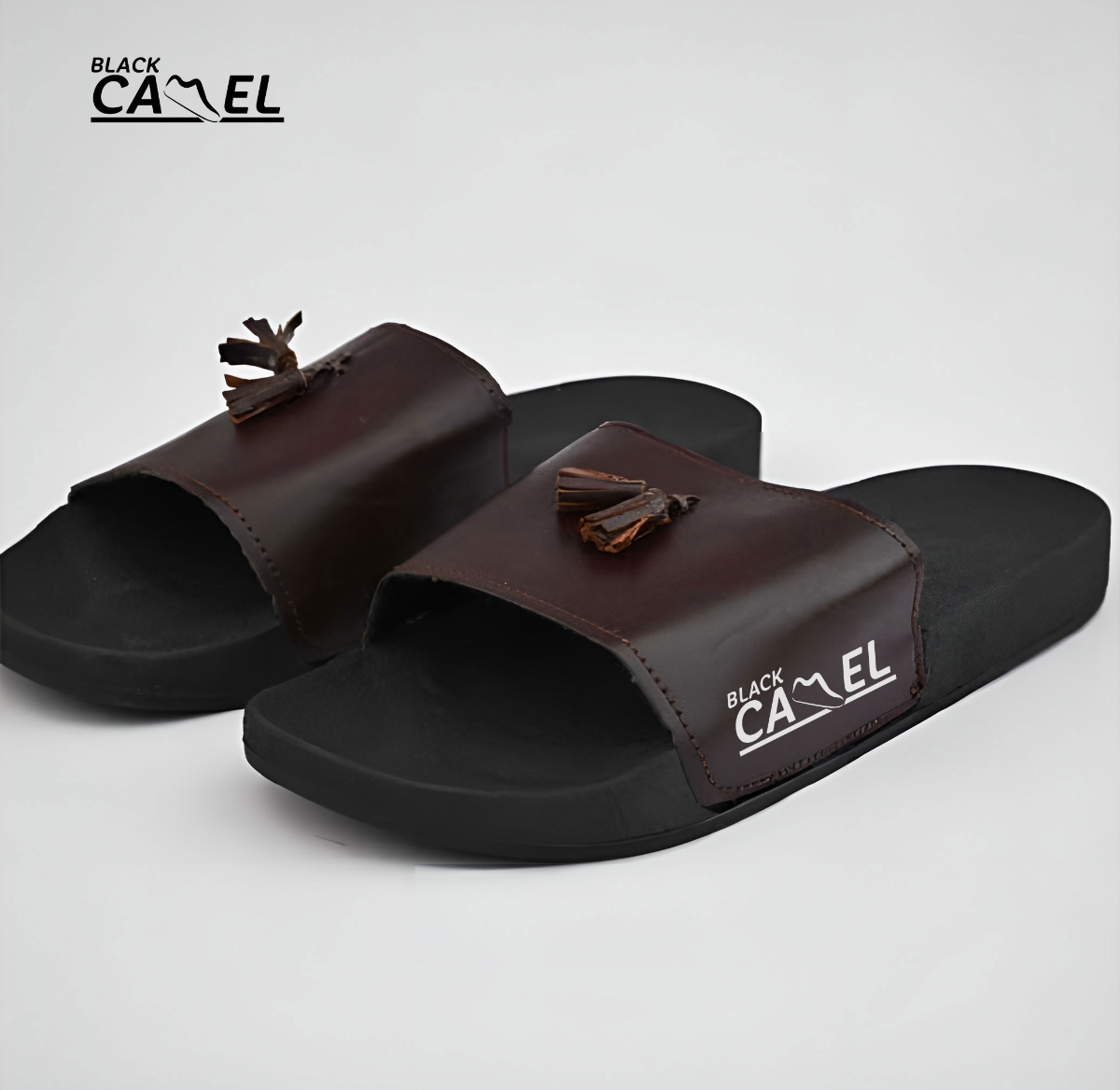 Black Camel Tassel Slide Slipper for men