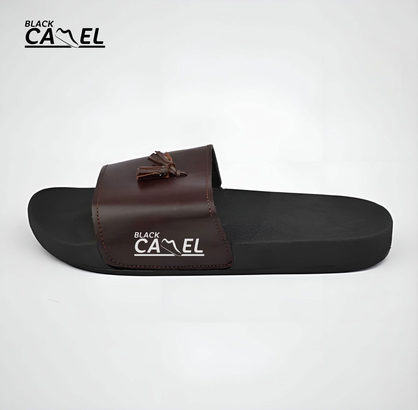 Black Camel Tassel Slide Slipper for men