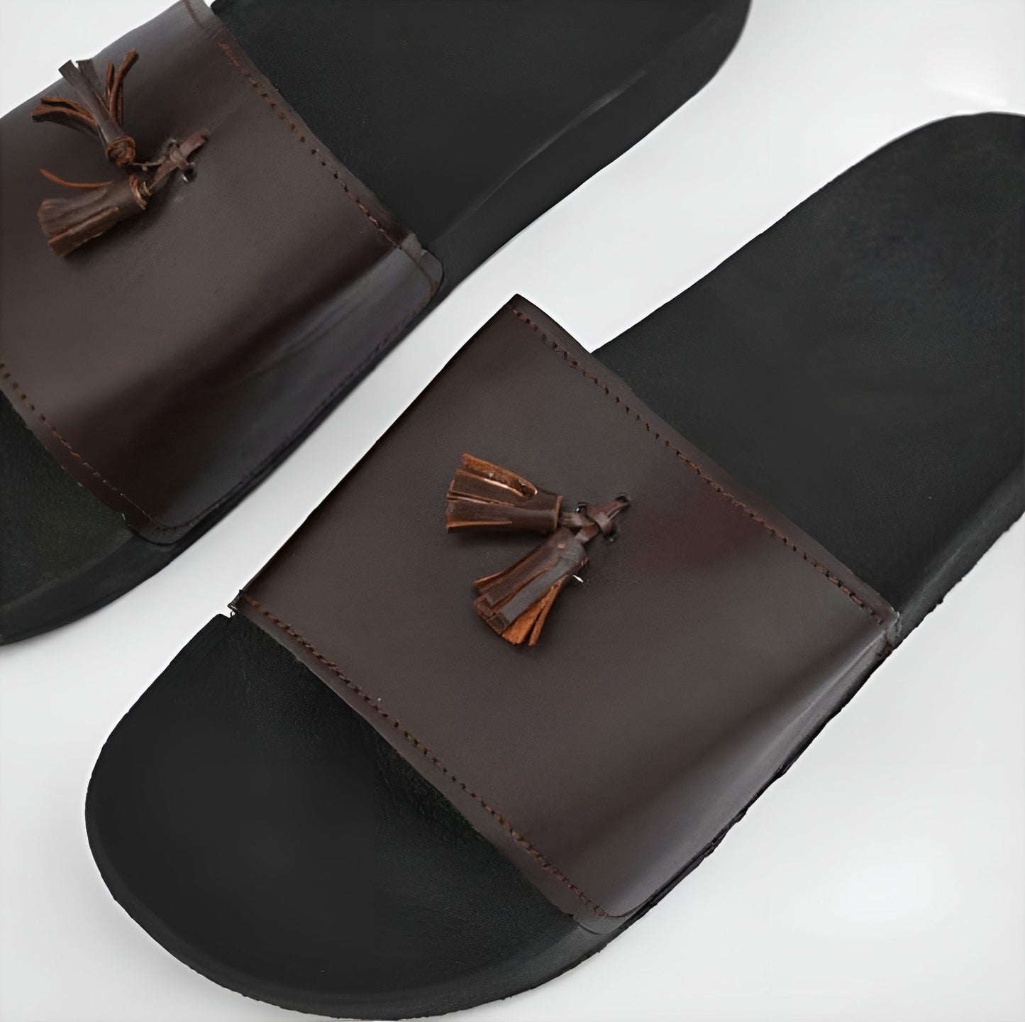 Black Camel Tassel Slide Slipper for men